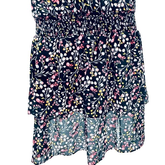 Micro Floral Print Smocked Waist Ruffle Sleeve Dress Large Boho Chic Cottagecore - Picture 13 of 15